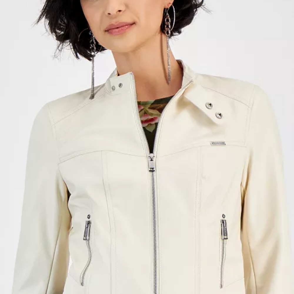 GUESSWomen's Anita Faux-Leather Zip-Cuff Jacket